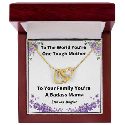 Necklace From Daughter One Tough Mother Gift Idea For Mom Jewelry For Mom Mother Daughter Gift Interlocking Hearts Necklace