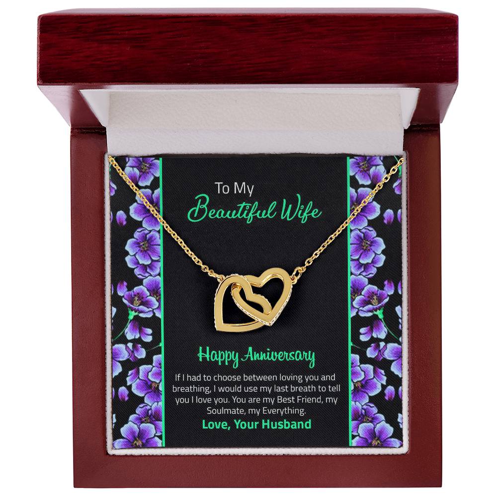 Happy Anniversary Interlocking Hearts Necklace