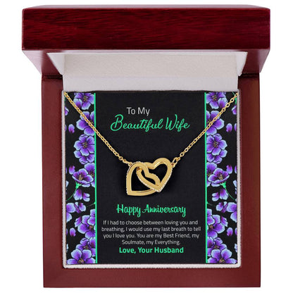 Happy Anniversary Interlocking Hearts Necklace