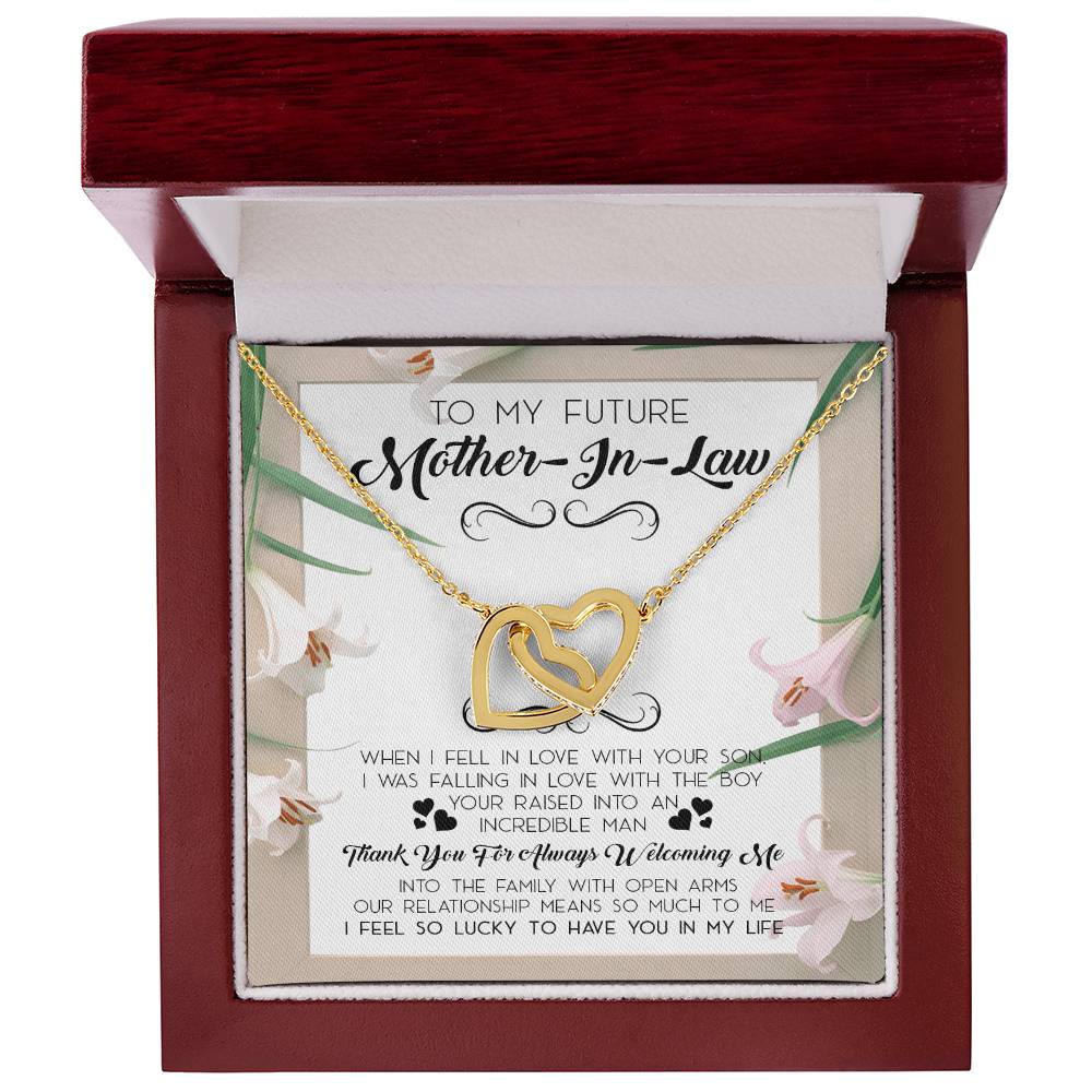 To My Future Mother In Law Mother In Law Necklace Mother In Law Wedding Gift Mother In Law Wedding Card Mother In Law Love Knot Necklace Interlocking Hearts Necklace