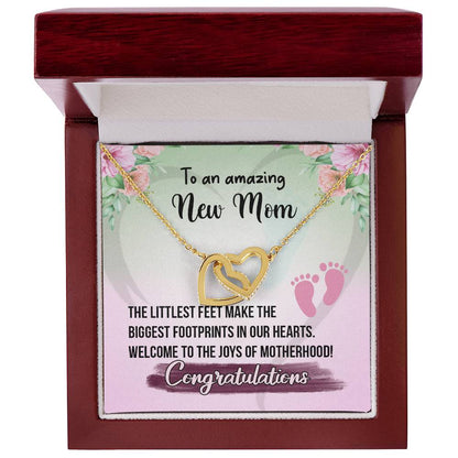 To An Amazing Mom- Gift For New Mom Interlocking Hearts Necklace