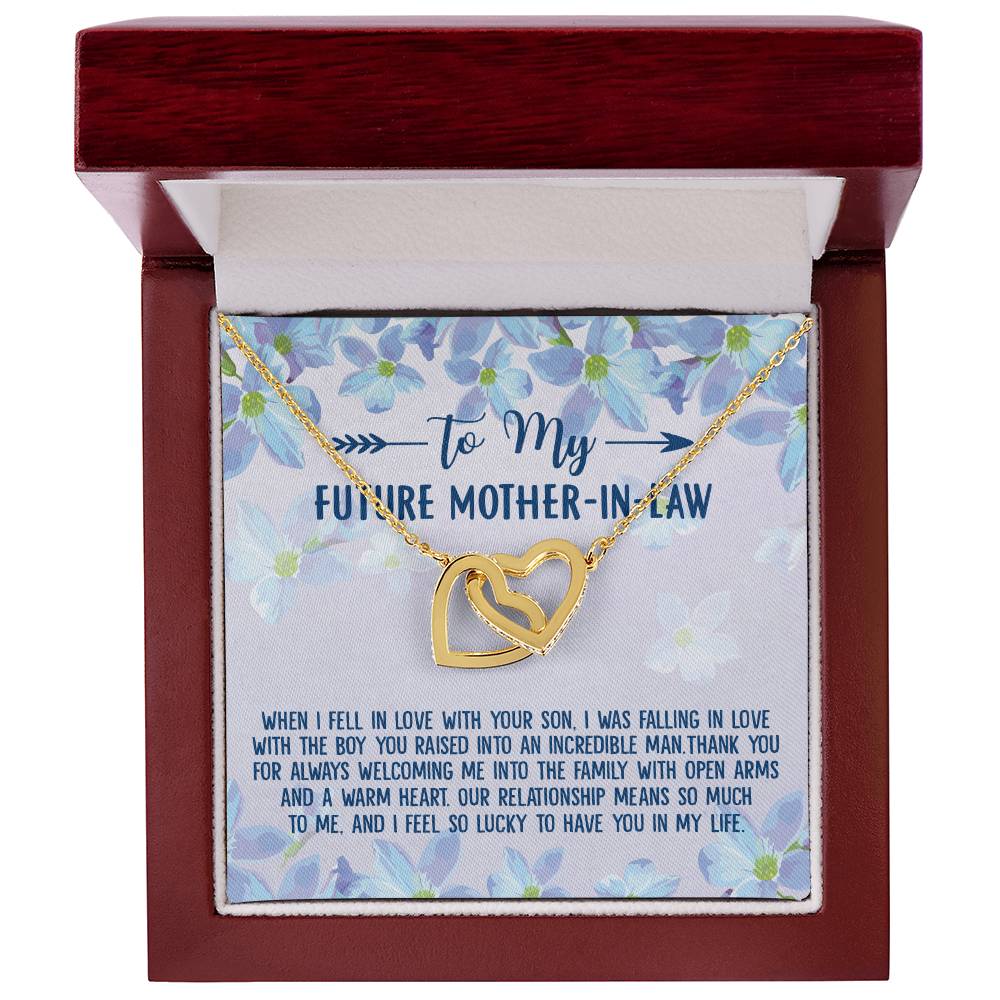 To My Future Mother-In-Law Gift For Birthday Anniversary Or Any Occasion Interlocking Hearts Necklace
