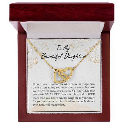To My Beautiful Daughter - Braver Stronger Smarter - Necklace Interlocking Hearts Necklace