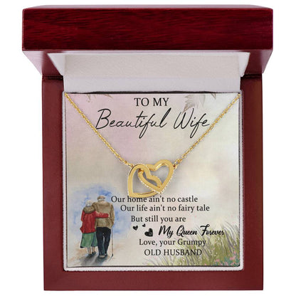 To My Beautiful Wife Interlocking Hearts Necklace Message Card