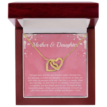 Mother Daughter Through Thick And Thin And Sleepless Nights Through Tears Joy And Pain Interlocking Hearts Necklace