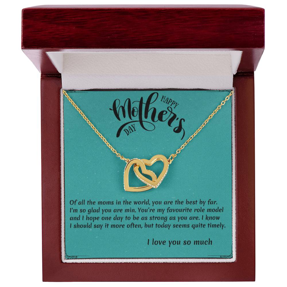 Of All Of The Moms- Interlocked Interlocking Hearts Necklace