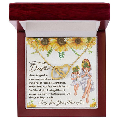 To My Daughter - Unique Interlocking Hearts Binding Necklace Gift Set Interlocking Hearts Necklace