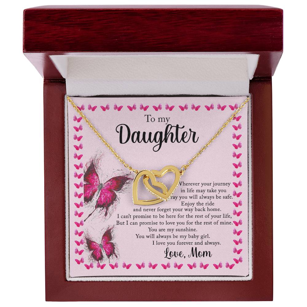 To My Daughter - I Love You Forever And Always - Love Mom Interlocking Hearts Necklace