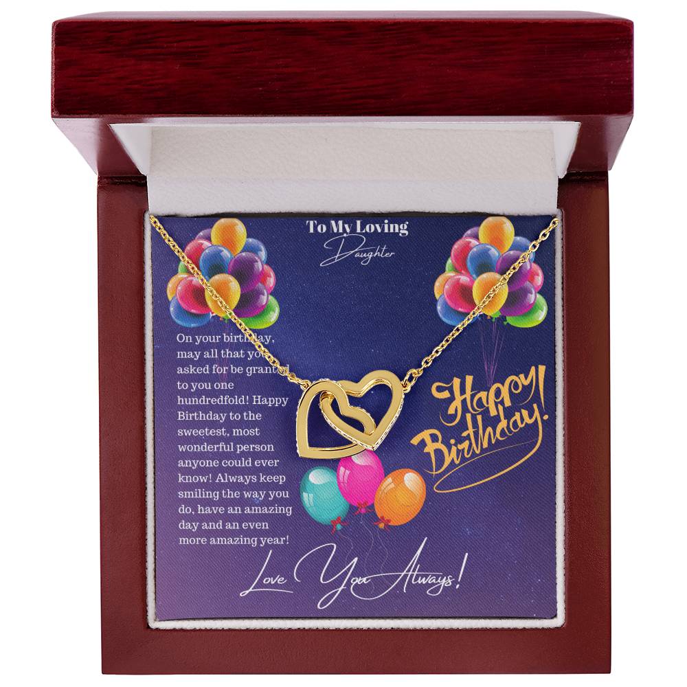 Happy Birthday Daughter Interlocking Hearts Necklace