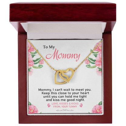 To My Mommy - From Your Tummy - Pregnancy Gift - Mother'S Day Gift - Luxury Necklace Interlocking Hearts Necklace