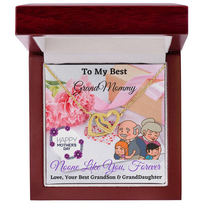To My Best Grandmommy Interlocking Hearts Necklace