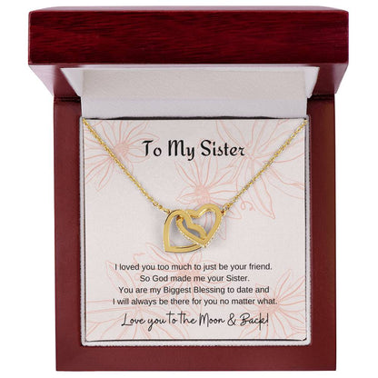 To My Sister Interlocking Hearts Necklace