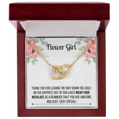 Flower Girl Necklace - Bridesmaid Necklace Interlocking Hearts Necklace