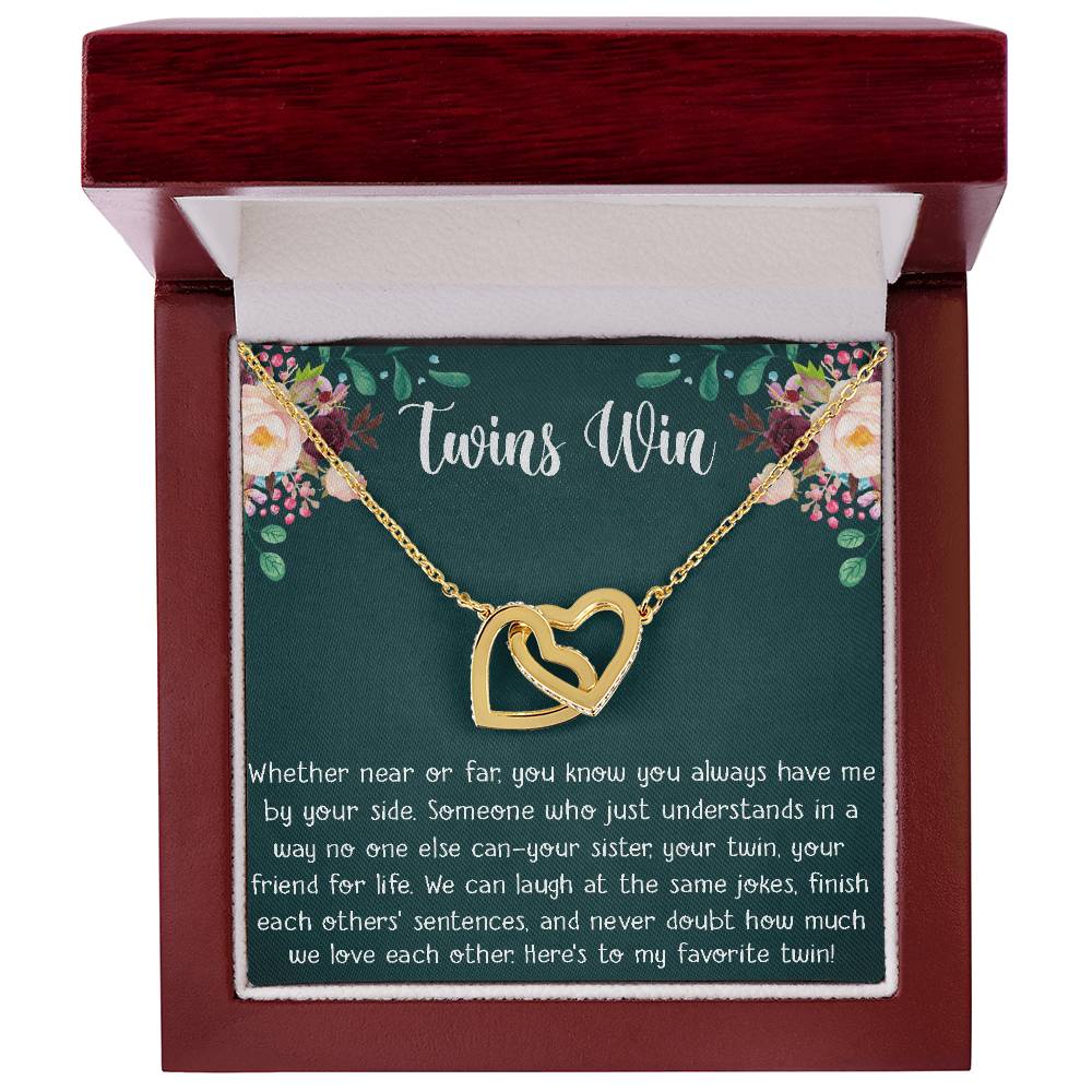 My Twin Interlocking Hearts Necklace - Perfect Gift For Your Twin Sister Twin Girl Show Your Twin Love With The Best Present
