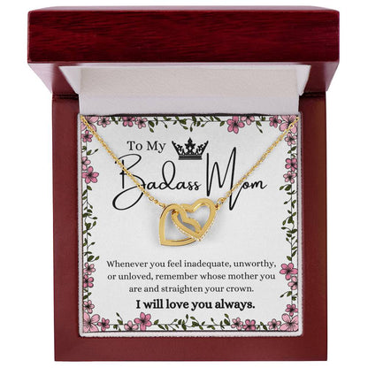 To My Badass Mom Interlocking Hearts Necklace Gift Set