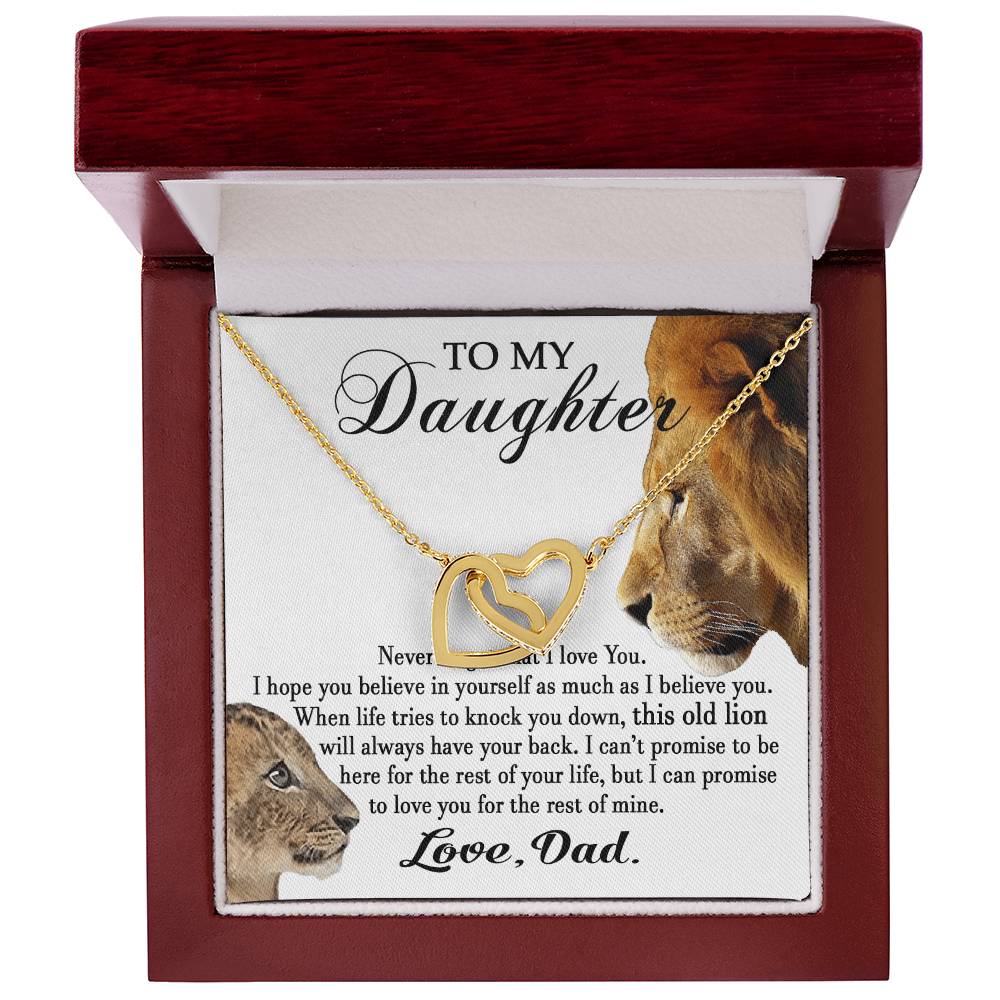 To My Daughter This Old Lion Will Always Have Your Back Interlocking Heart Necklace Daughter Necklace From Dad Interlocking Hearts Necklace