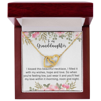 To My Granddaughter - I Love You Interlocking Hearts Necklace
