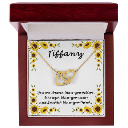 You Are Braver Than You Believe Interlocking Hearts Necklace