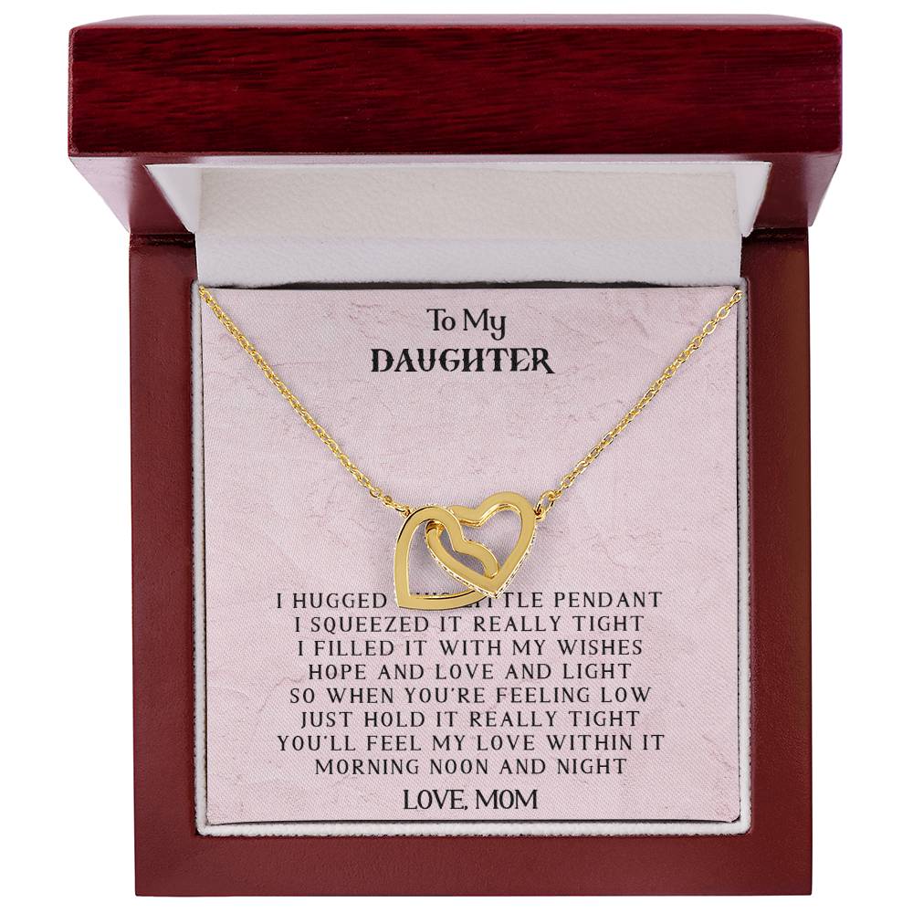 To My Daughter - Love Mom - Interlocking Heart Necklace Interlocking Hearts Necklace