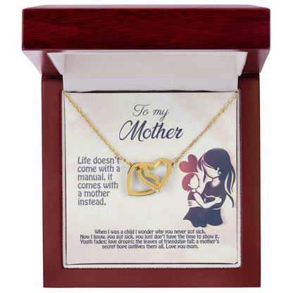 Life Doesn'T Come With A Manual It Comes With A Mother Interlocking Hearts Necklace
