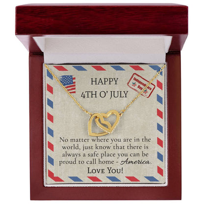 Fourth Of July Necklace Interlocking Hearts Necklace
