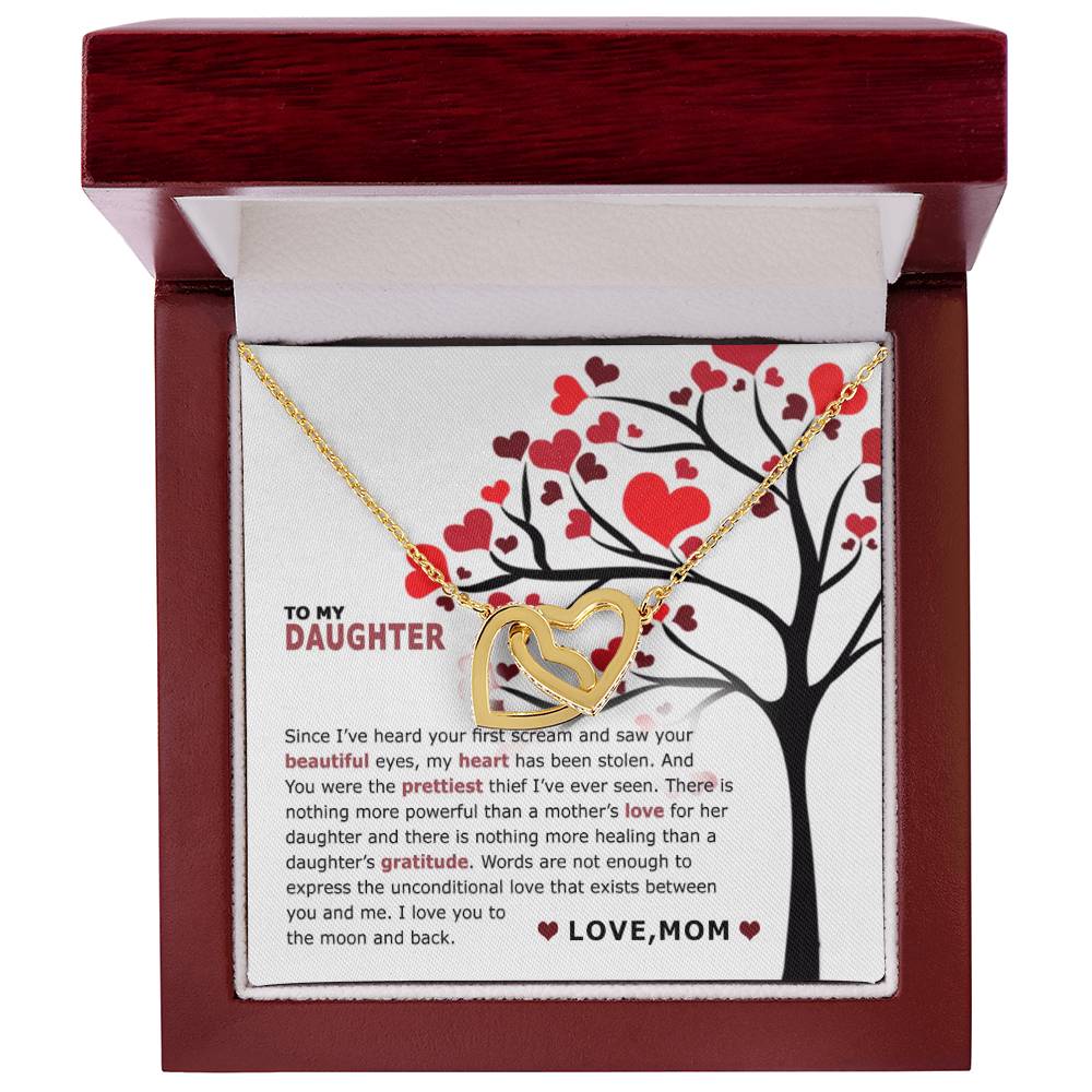 To My Daughter - I Saw Your Beautiful Eyes - Necklace Interlocking Hearts Necklace