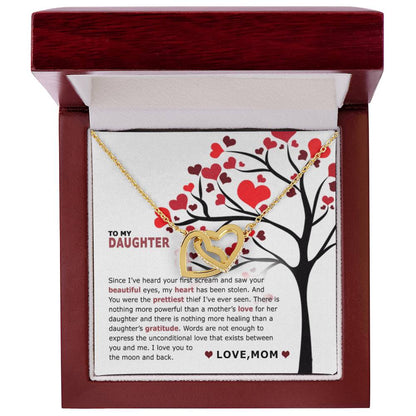 To My Daughter - I Saw Your Beautiful Eyes - Necklace Interlocking Hearts Necklace