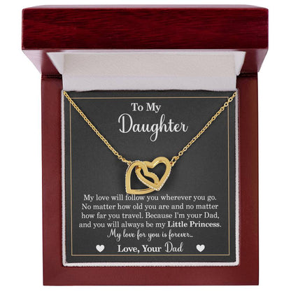 To My Daughter - My Love Will Follow You Wherever You Go - Interlocking Heart Necklace Interlocking Hearts Necklace