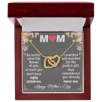 Happy Mother'S Day Mom Interlocking Hearts Necklace