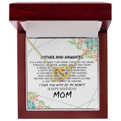 Mom Birthday Card Poem Mother And Daughter Love Interlocking Hearts Necklace