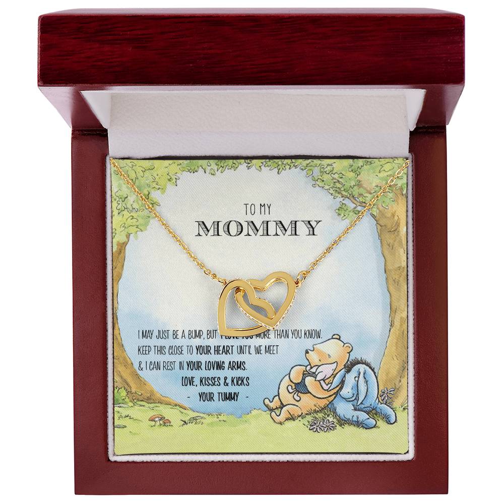 New Mommy Necklace New Mom Gift Mom To Be Winnie The Pooh Baby Shower Gift First Time Mom Pregnancy Gift New Mommy Gift Idea Interlocking Hearts Necklace
