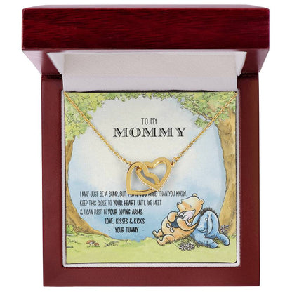 New Mommy Necklace New Mom Gift Mom To Be Winnie The Pooh Baby Shower Gift First Time Mom Pregnancy Gift New Mommy Gift Idea Interlocking Hearts Necklace