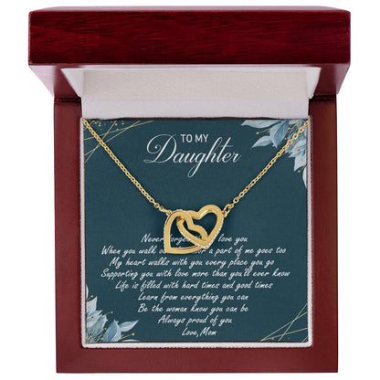 To My Daughter Interlocking Hearts Necklace Message Card