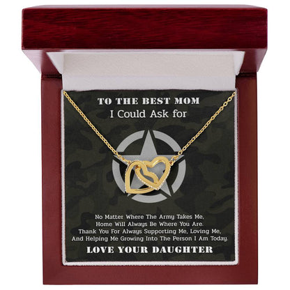 The Best Army Mom - Interlocked Necklace From Daughter Interlocking Hearts Necklace