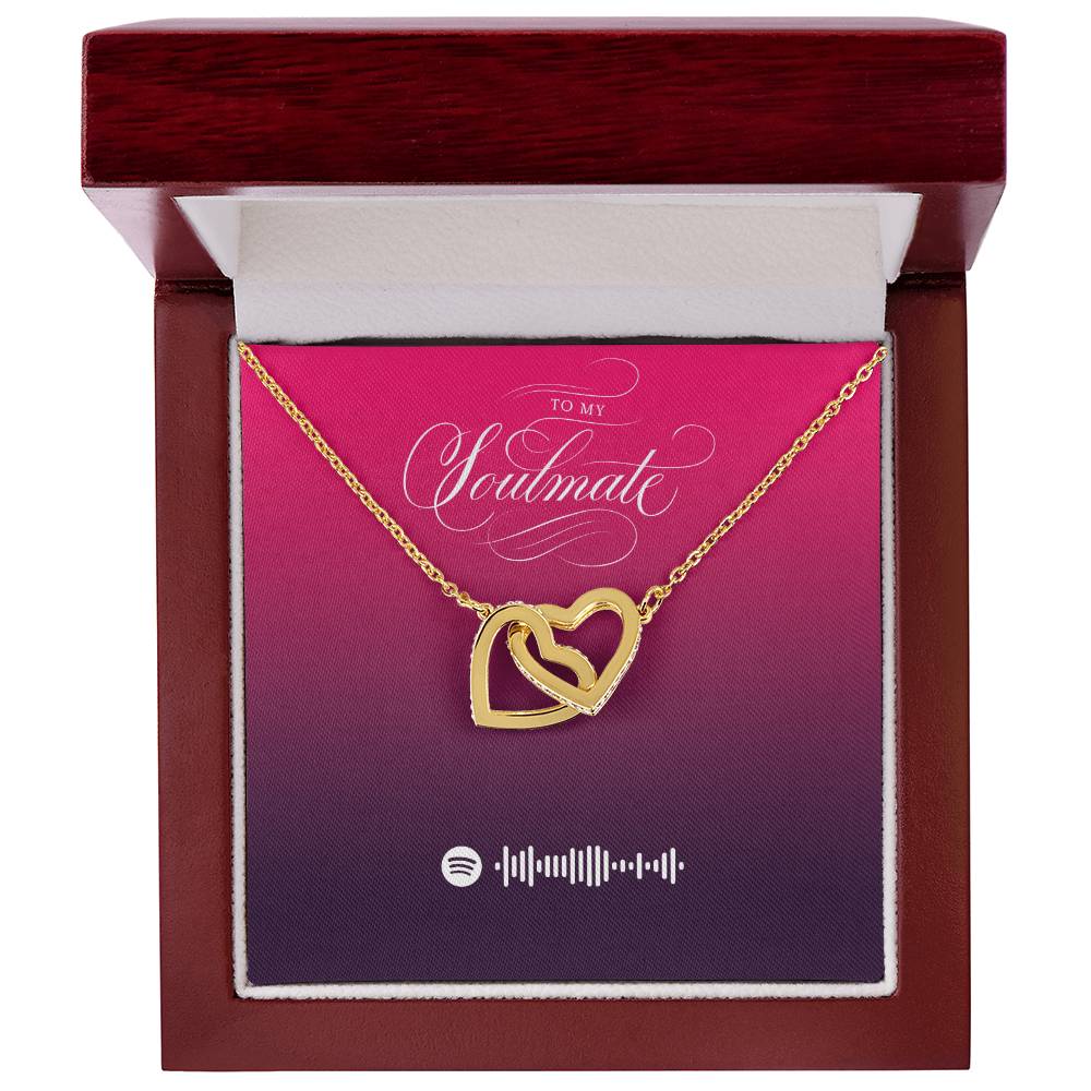Soulmate Personalized Spotify Code Necklace - Kpop Fan Gift - Unique Valentines Day Gift For Her Interlocking Hearts Necklace