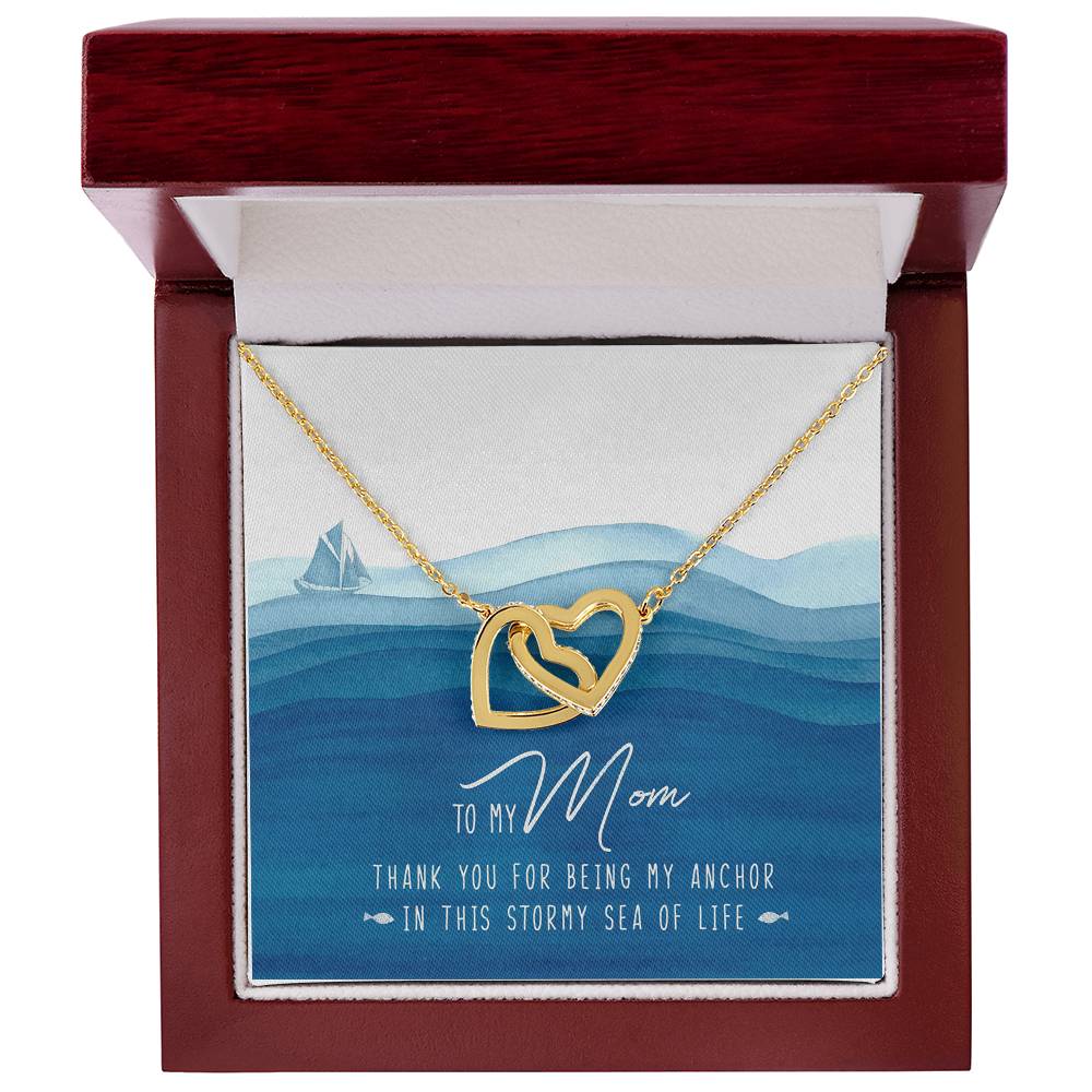 To My Mom My Anchor Interlocking Hearts Necklace Mother'S Day Message Card Gift