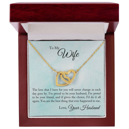 To My Wife - I'M Proud To Be Your Husband - Interlocking Heart Necklace Interlocking Hearts Necklace