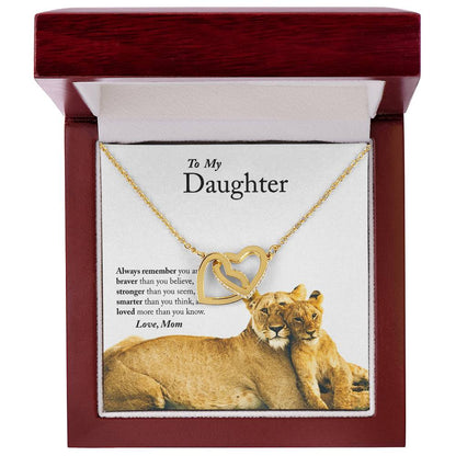To My Daughter - Always Remember - Interlocking Hearts Necklace