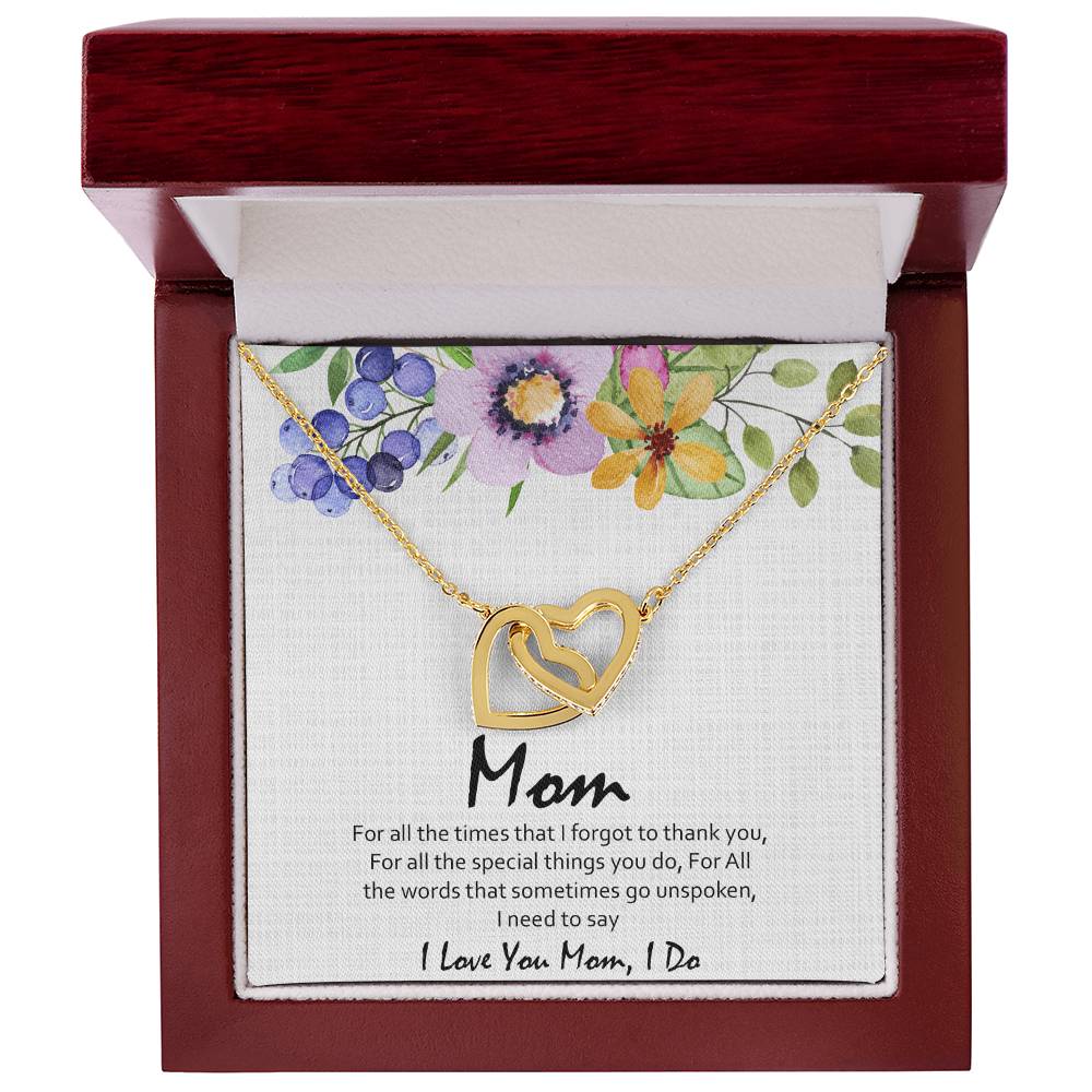 Love You Mom Hearts Interlocking Hearts Necklace