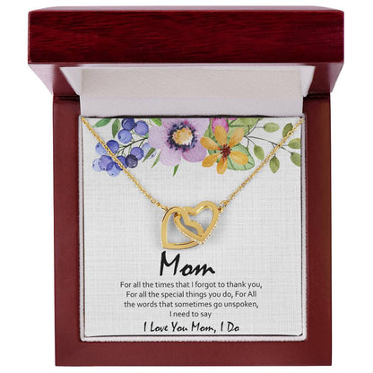 Love You Mom Hearts Interlocking Hearts Necklace