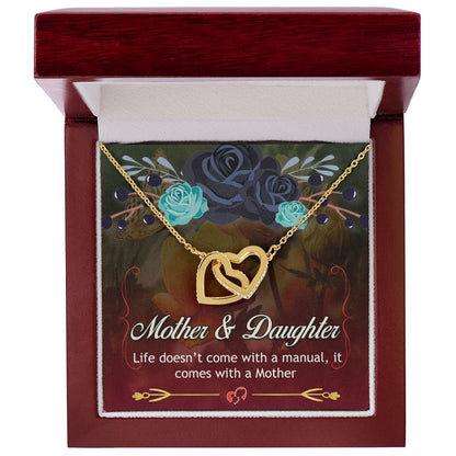 Mother'S Day Necklace With Message Card - Life Doesn'T Come With A Manual It Comes With A Mother Interlocking Hearts Necklace