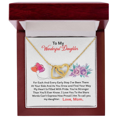 To My Daughter - Black Friday Special Interlocking Hearts Necklace