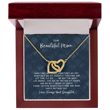 Mothers Day Best Friend - Interlocking Hearts Blue - Love Daughter Interlocking Hearts Necklace