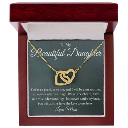 To My Beautiful Daughter - Be Your Mother Interlocking Hearts Necklace