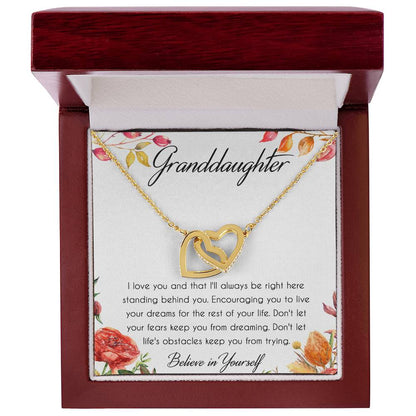 Granddaughter Interlocking Hearts Necklace Message Card