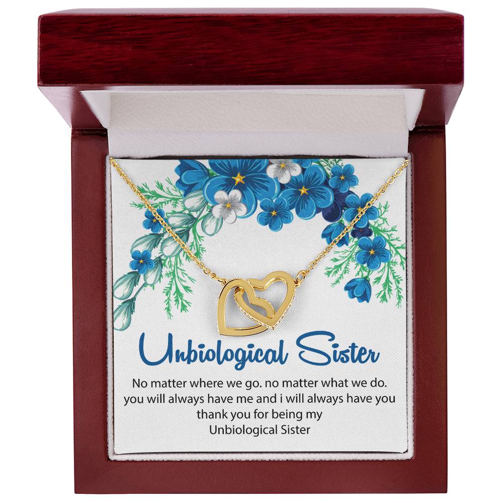 Unbiological Sister Necklace. Interlocking Hearts Necklace