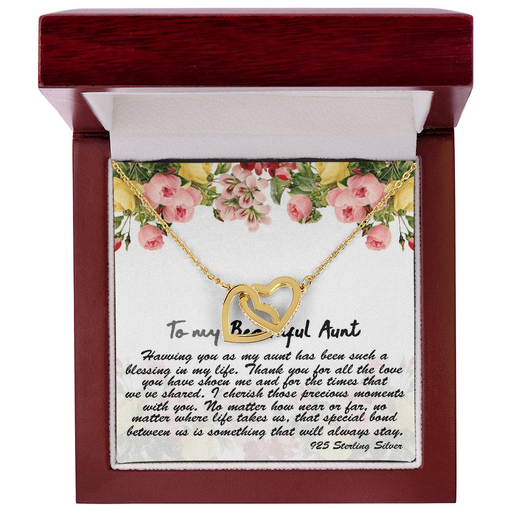 To My Beautiful Aunt Gift Necklace With Thoughtful Card Aunt Necklace Aunt Jewelry Aunt Appreciation Birthday Gift For Aunt Auntie Gift Interlocking Hearts Necklace