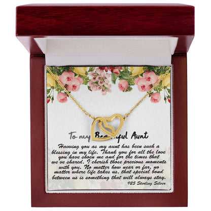 To My Beautiful Aunt Gift Necklace With Thoughtful Card Aunt Necklace Aunt Jewelry Aunt Appreciation Birthday Gift For Aunt Auntie Gift Interlocking Hearts Necklace