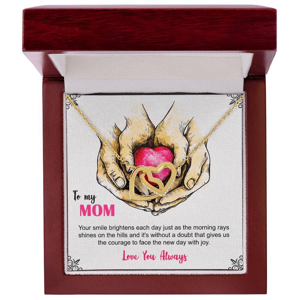 To My Mom Your Smile Love You Always Interlocking Hearts Necklace