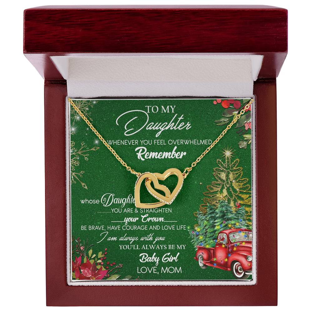 To My Daughter My Baby Girl Interlocking Hearts Necklace Christmas Message Card Gift From Mom